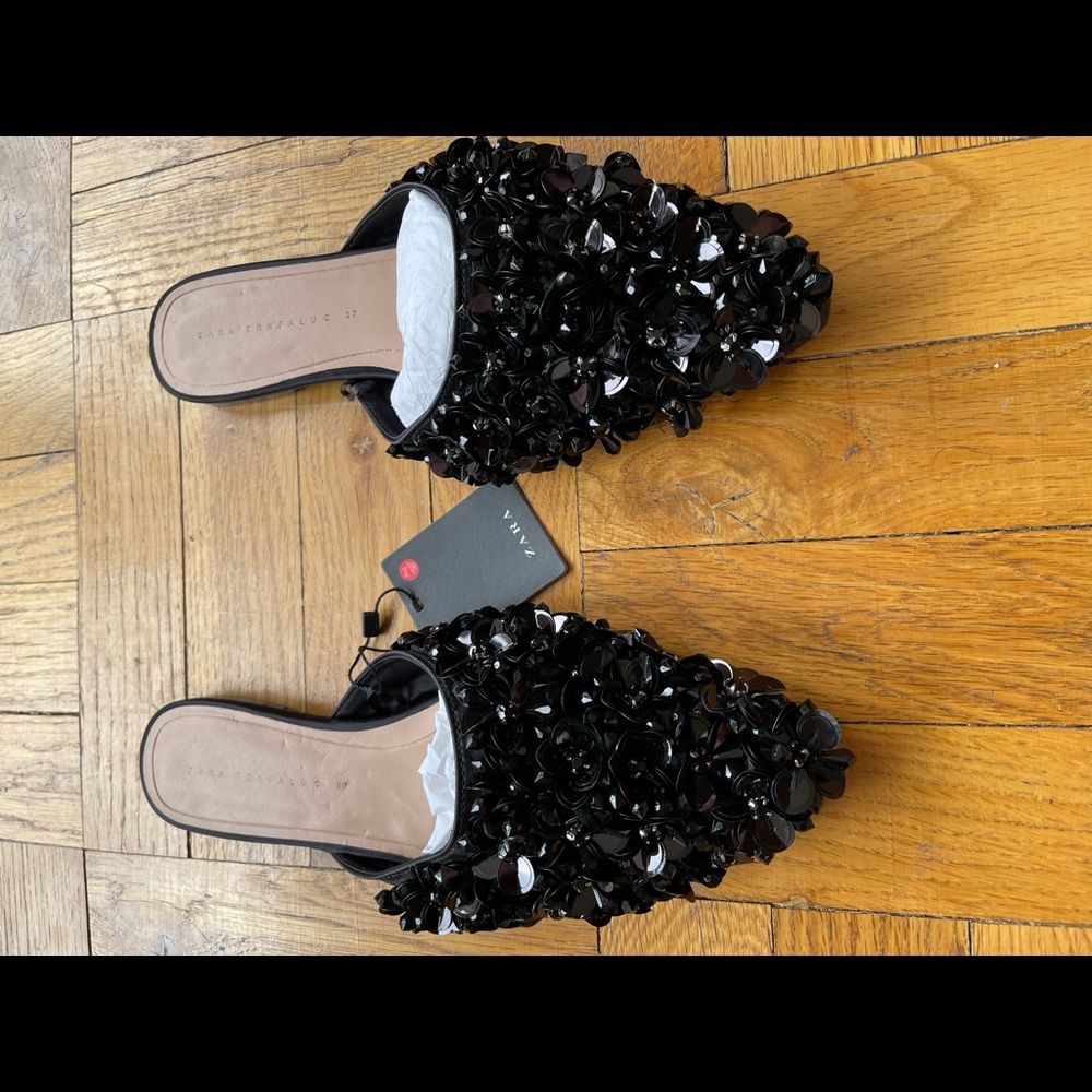 Zara detailed hand beaded mules